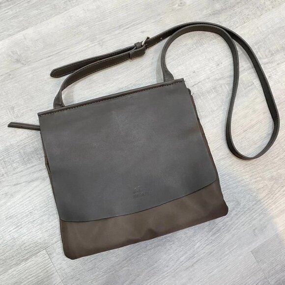 Roots 73 Nylon and Leather Taupe Colored Crossbody Bag with Adjustable Strap - Picture 13 of 16